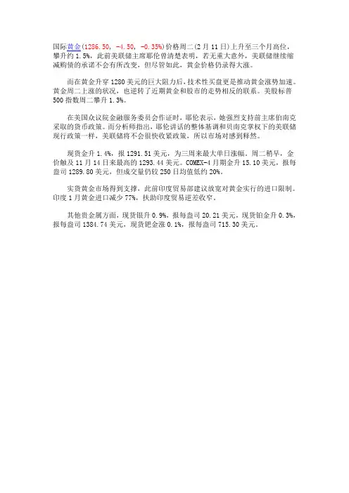 美联储新主席承诺将继续缩减QE黄金仍逆势上涨
