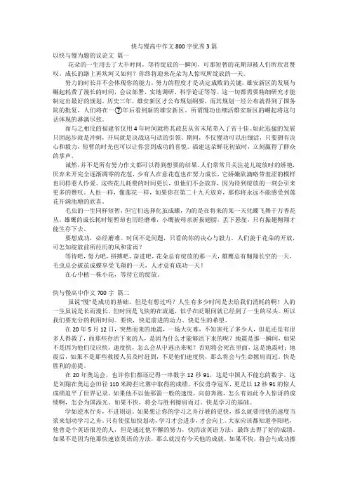 快与慢高中作文800字优秀3篇