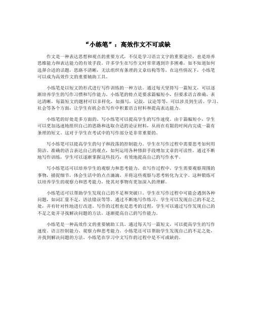 “小练笔”：高效作文不可或缺