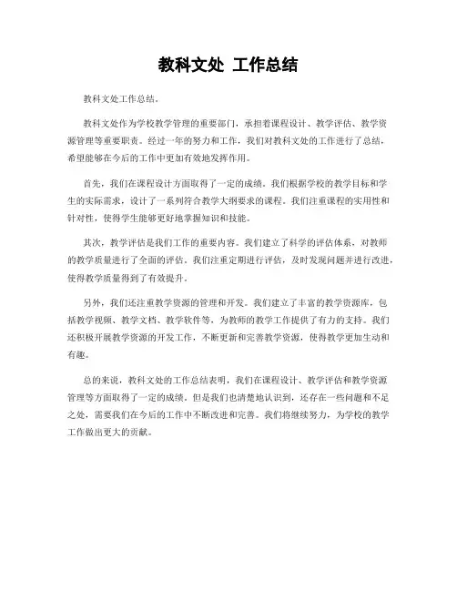 教科文处 工作总结