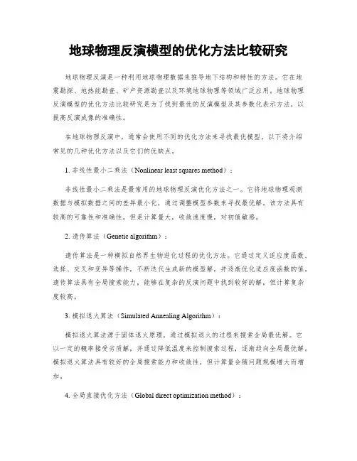 地球物理反演模型的优化方法比较研究