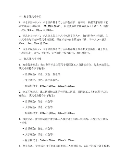 工程施工标志牌尺寸