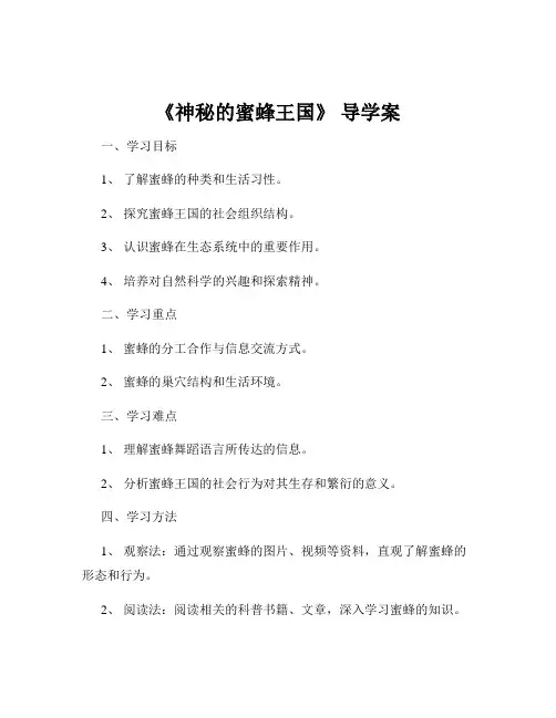 《神秘的蜜蜂王国》 导学案