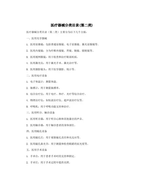 医疗器械分类目录(第二类)
