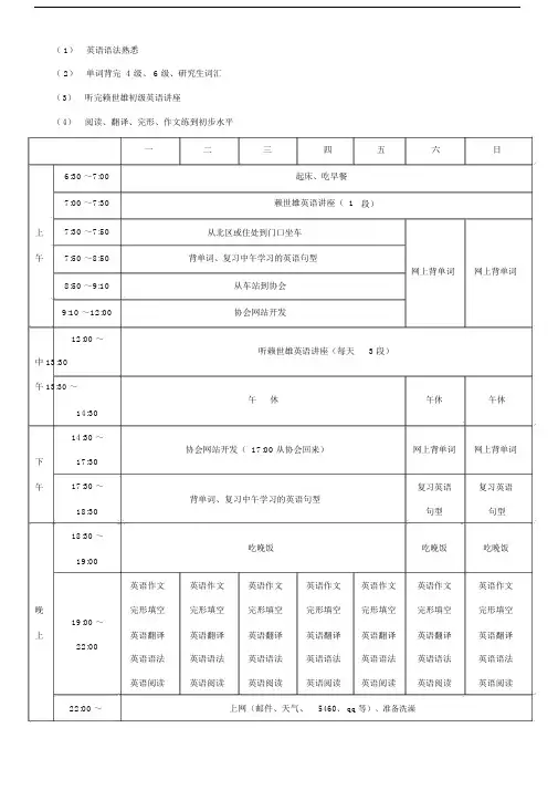 学习计划表及模板.doc
