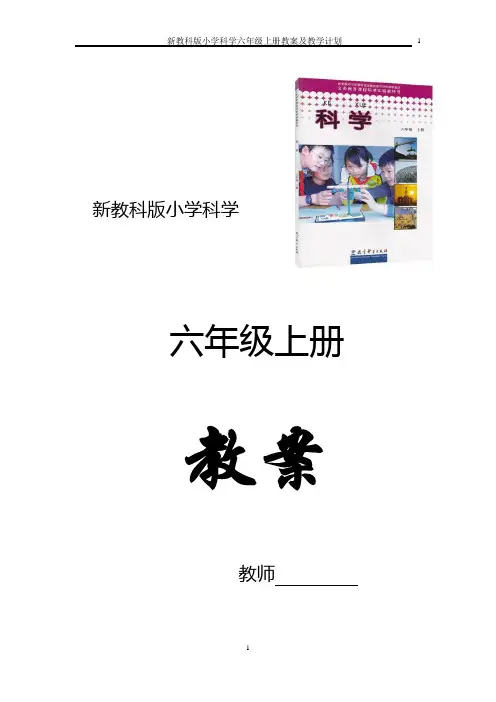 新教科版小学科学六年级上册全册完整教案及教学计划(更新版)