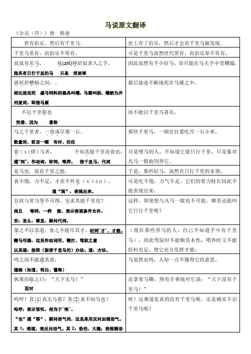 马说原文翻译