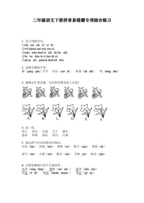 二年级语文下册拼音易错题专项综合练习