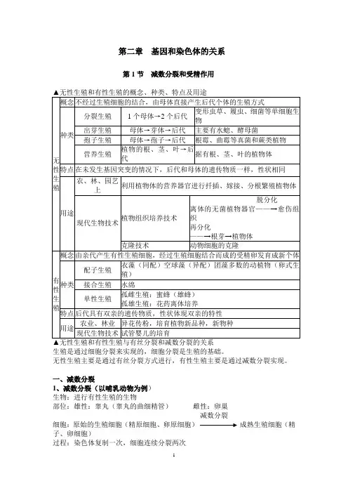 生物必修二第2章知识点详解汇总