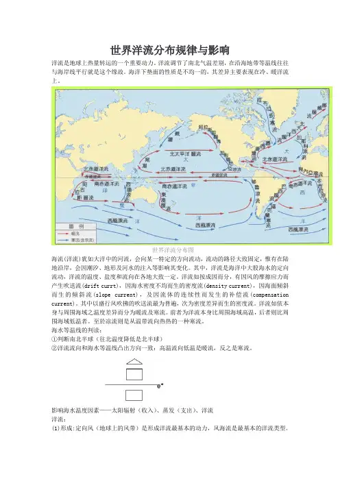 世界洋流分布规律与影响