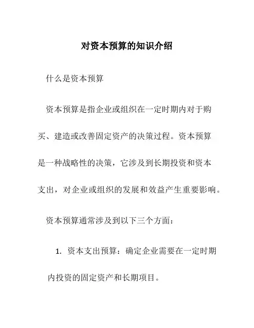 对资本预算的知识介绍