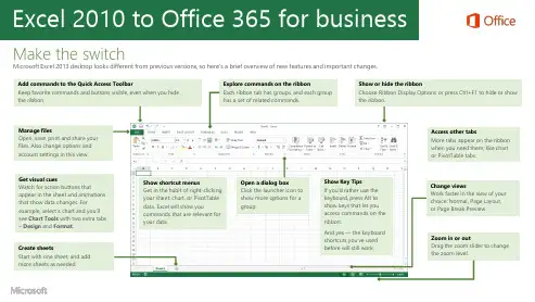 Microsoft Excel 2010 至 Office 365 商业版迁移指南说明书