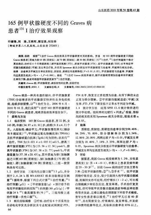 165例甲状腺硬度不同的Graves病患者 131I治疗效果观察