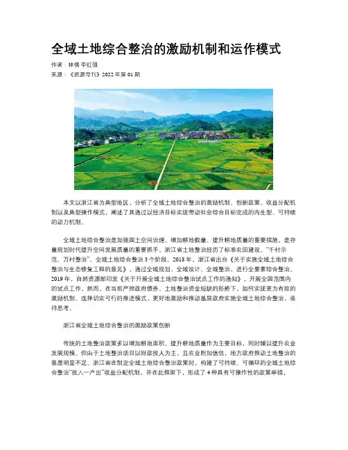 全域土地综合整治的激励机制和运作模式