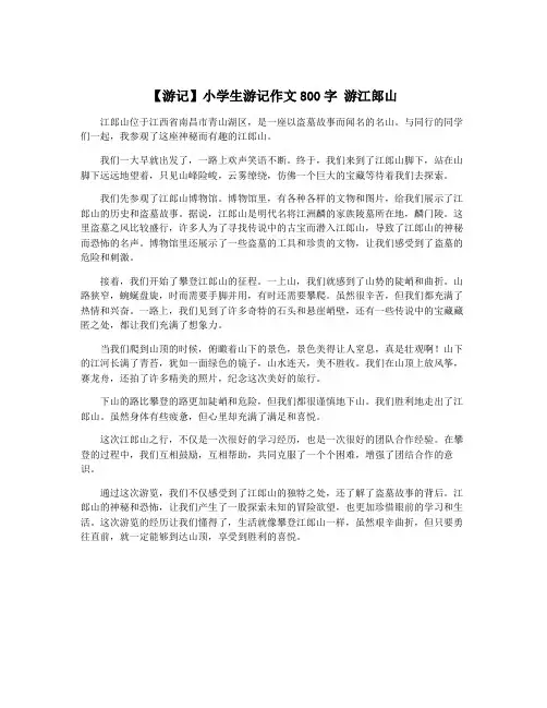 【游记】小学生游记作文800字 游江郎山