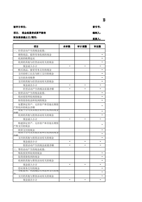 现金流量表试算平衡表-模板