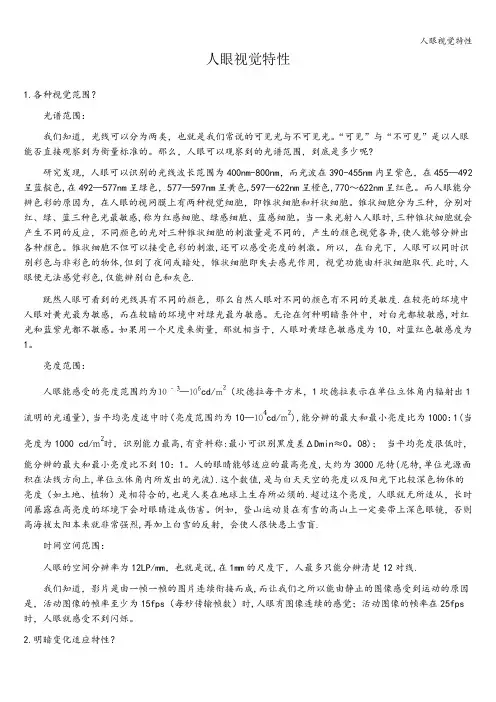人眼视觉特性