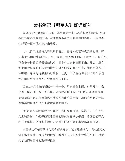 读书笔记《稻草人》好词好句
