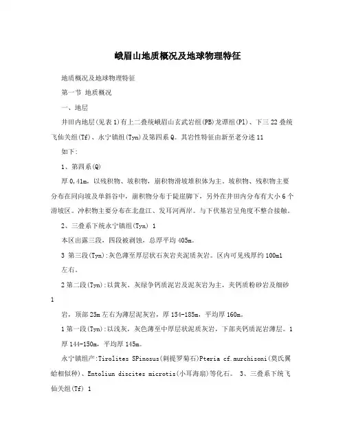 峨眉山地质概况及地球物理特征