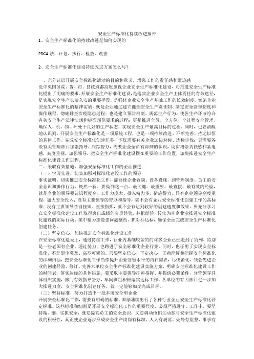 安全生产标准化持续改进报告安全生产