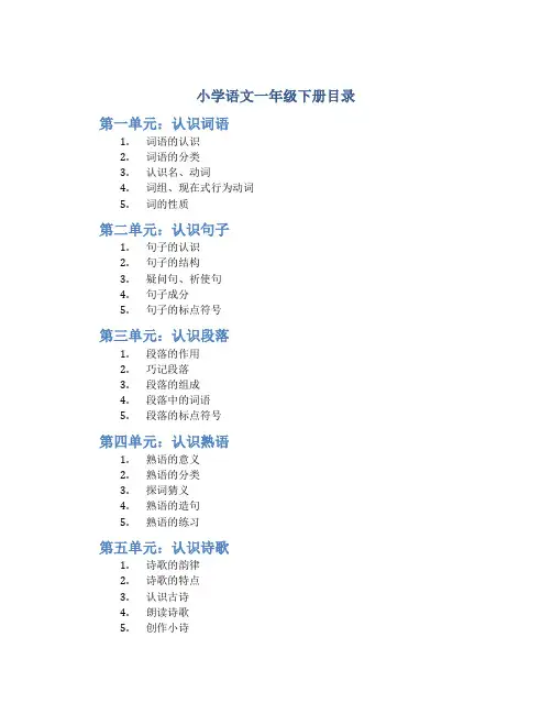 小学语文一年级下册目录