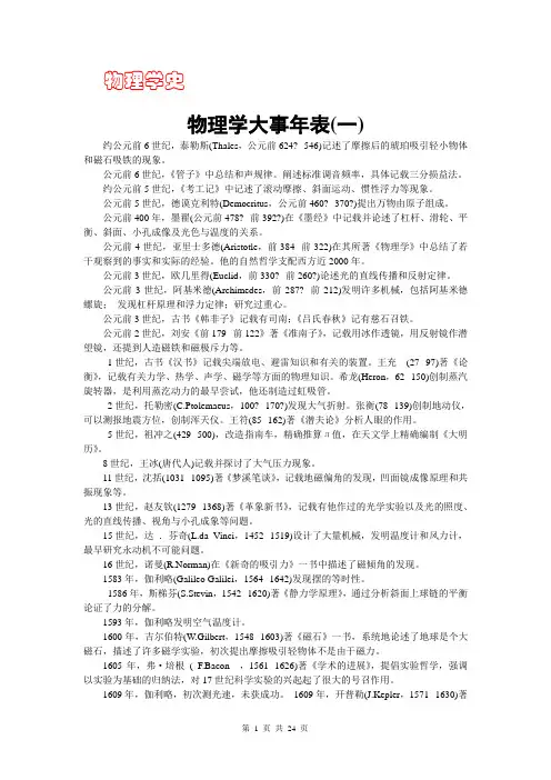 物理学大事年表