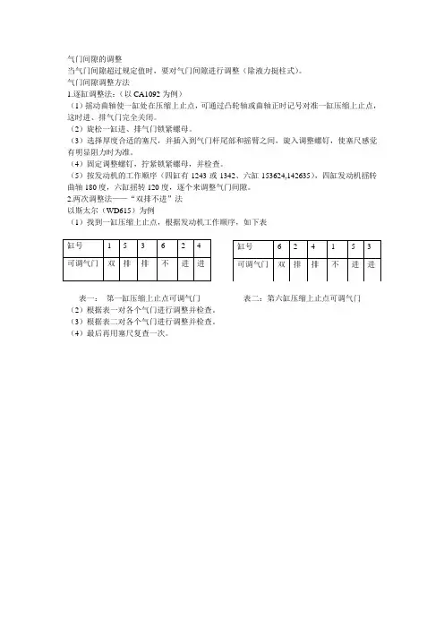 气门间隙的调整