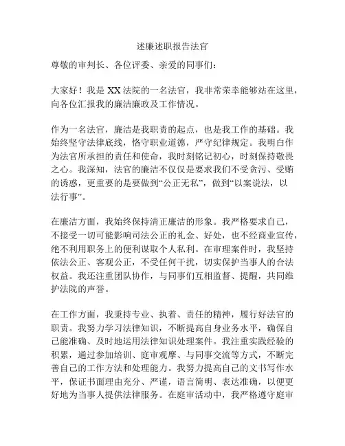 述廉述职报告法官