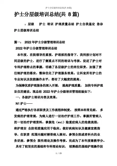 护士分层级培训总结(共8篇)