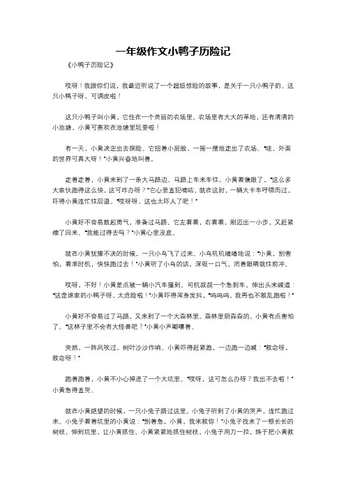 一年级作文小鸭子历险记