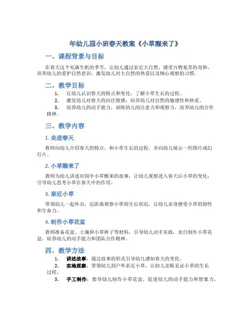 年幼儿园小班春天教案《小草醒来了》