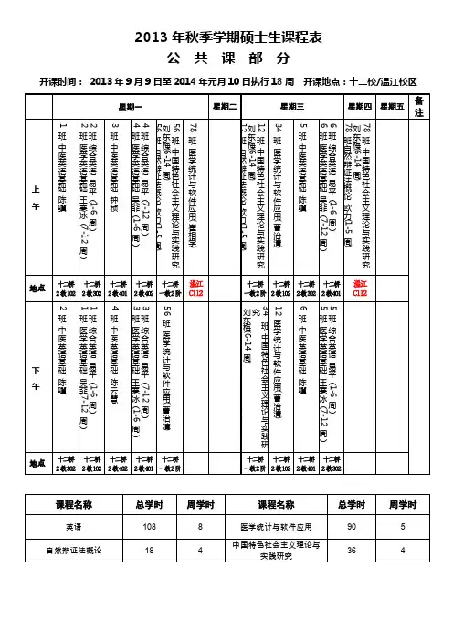 成都中医药大学课程表