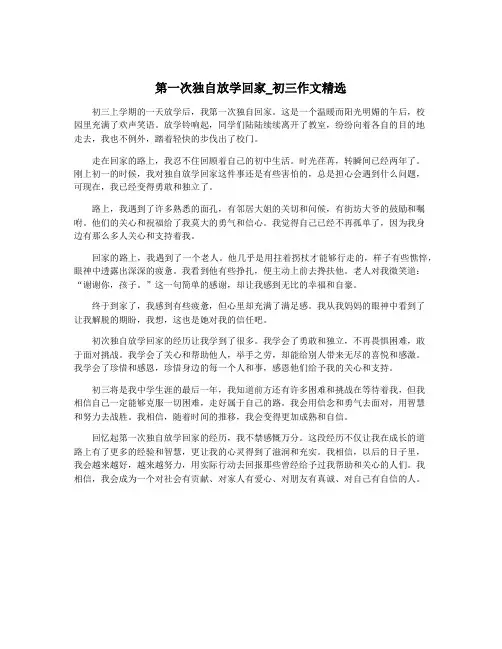 第一次独自放学回家_初三作文精选
