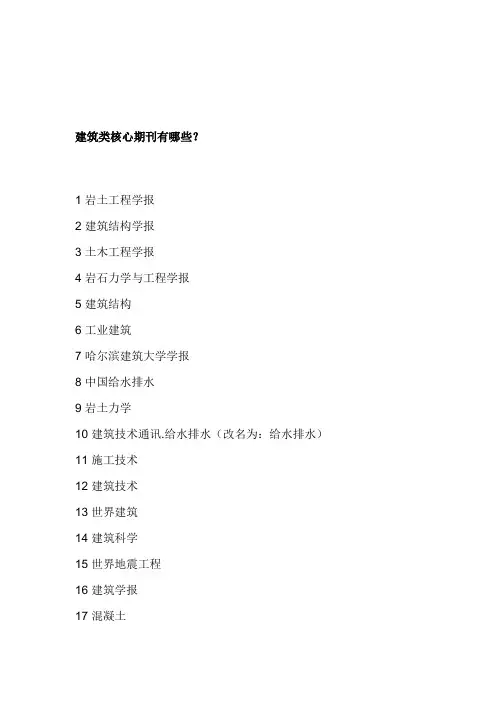 建筑类核心期刊有哪些