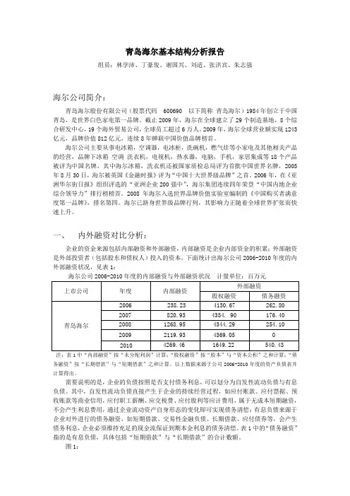 青岛海尔资本结构分析报告
