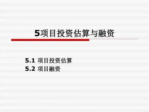 项目投资估算与融资概述(ppt 58页)