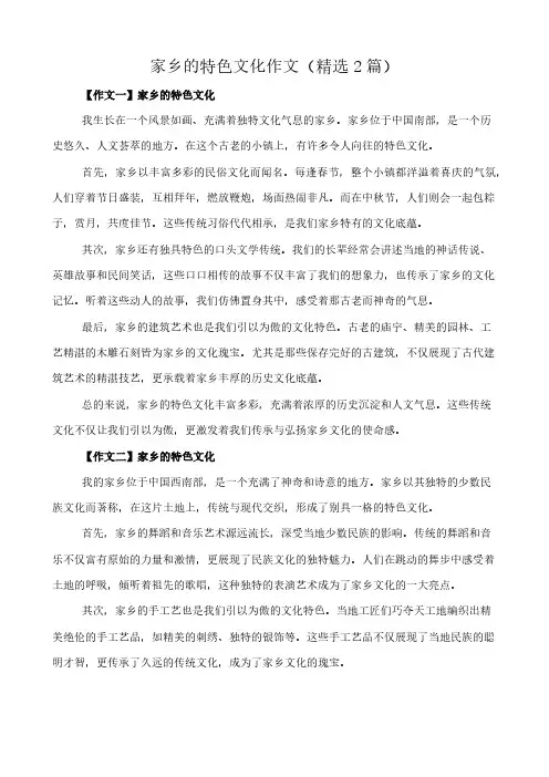 家乡的特色文化 作文(精选2篇)