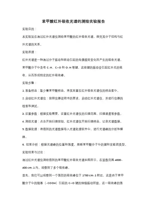 苯甲酸红外吸收光谱的测绘实验报告