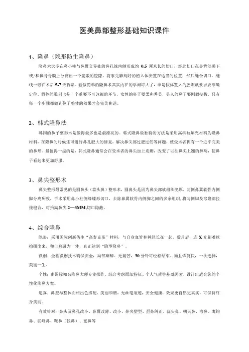 医美鼻部整形基础知识课件