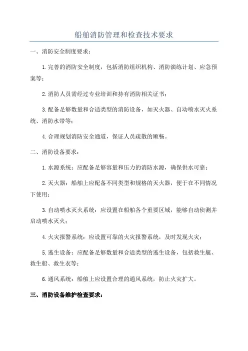 船舶消防管理和检查技术要求