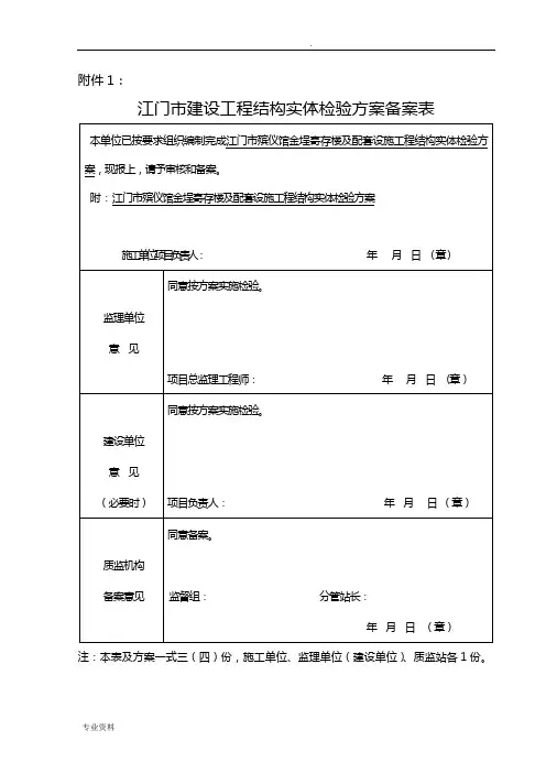 结构实体质量检验方案