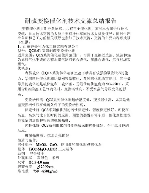 变换催化剂交流总结报告