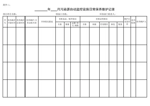 污染源自动监控设施台账记录模版运行维护记录