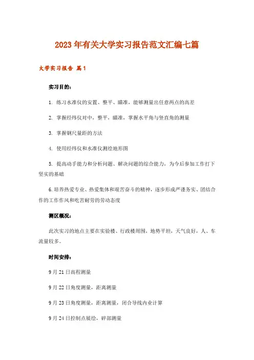 2023年有关大学实习报告范文汇编七篇