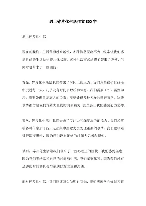 遇上碎片化生活作文800字