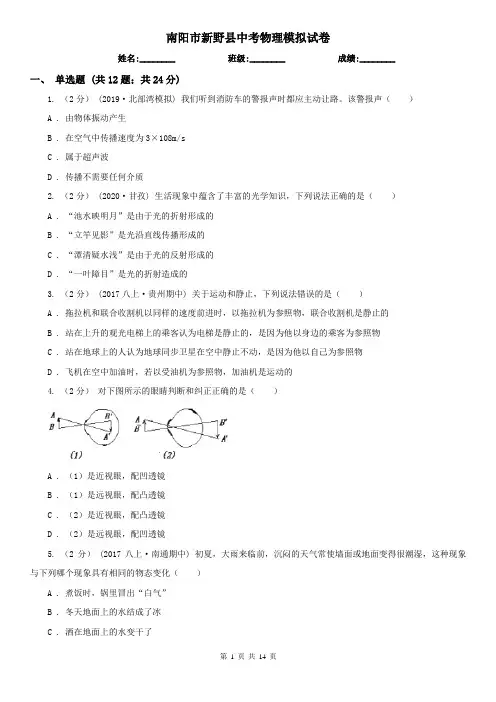 南阳市新野县中考物理模拟试卷