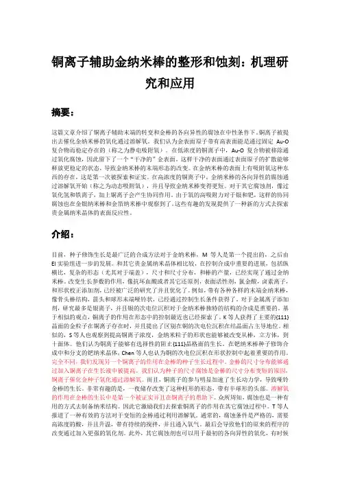 铜离子腐蚀金棒分析