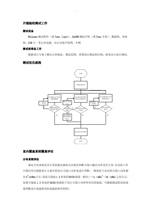 室分开通验收测试规范