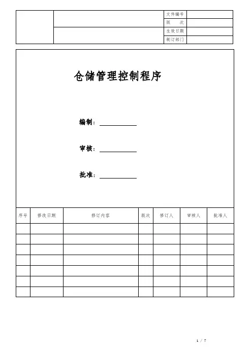仓储管理控制程序