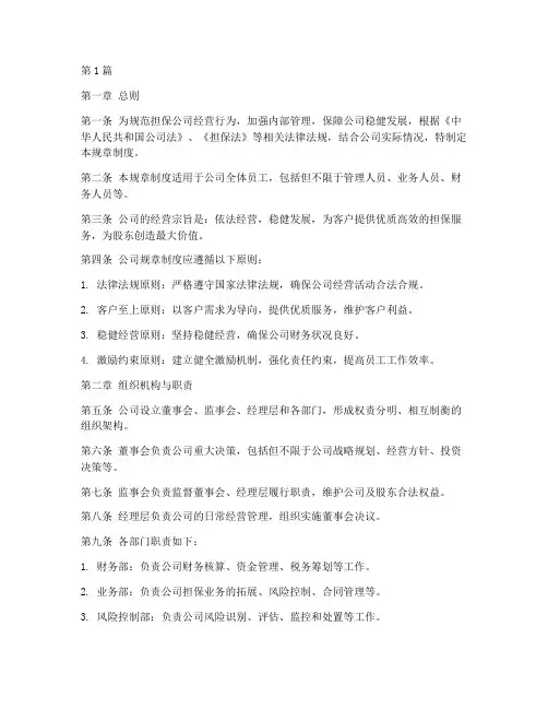 担保公司公司规章制度(2篇)